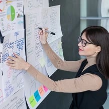 Woman preparing notes
